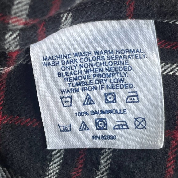 Lands End Flannel Shirt Mens XXL 2X Black Red Button Up Portuguese Flannel - Picture 5 of 9